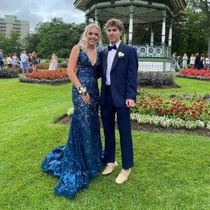 Blue mermaid style dress